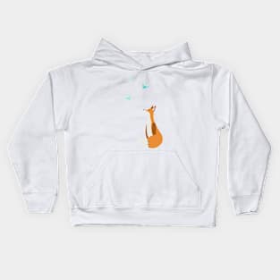 Simple Cute Fox Watching the Birds Kids Hoodie